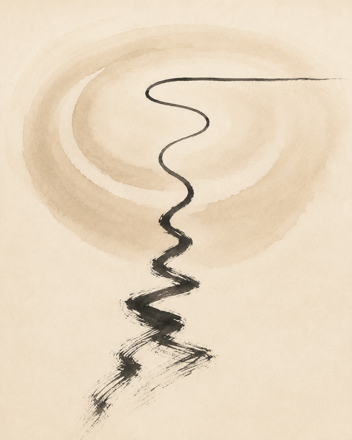 Sumi-e brushwork — a descending path
